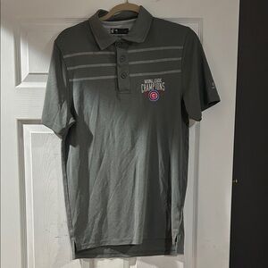 Men's sz M True Fan Cubs Gray Polo Shirt